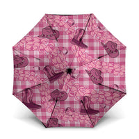 Pink Palaka Hawaii Cowboy Umbrella Puakenikeni Lei Paniolo Papale Seamless Vibes LT14 One Size Folded 11.42 inch Opened Diameter 37.4 inch Pink - Polynesian Pride