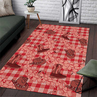 Red Palaka Hawaii Cowboy Area Rug Puakenikeni Lei Paniolo Papale Seamless Vibes - Polynesian Pride