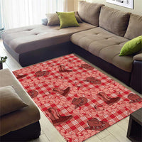 Red Palaka Hawaii Cowboy Area Rug Puakenikeni Lei Paniolo Papale Seamless Vibes - Polynesian Pride