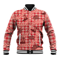 Red Palaka Hawaii Cowboy Baseball Jacket Puakenikeni Lei Paniolo Papale Seamless Vibes - Polynesian Pride
