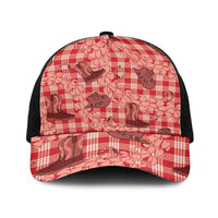 Red Palaka Hawaii Cowboy Baseball Net Cap Puakenikeni Lei Paniolo Papale Seamless Vibes - Polynesian Pride