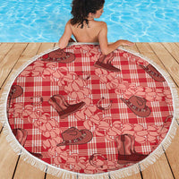 Red Palaka Hawaii Cowboy Beach Blanket Puakenikeni Lei Paniolo Papale Seamless Vibes - Polynesian Pride