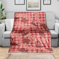 Red Palaka Hawaii Cowboy Blanket Puakenikeni Lei Paniolo Papale Seamless Vibes - Polynesian Pride
