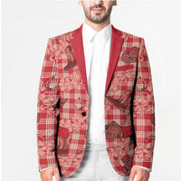 Red Palaka Hawaii Cowboy Blazer Puakenikeni Lei Paniolo Papale Seamless Vibes - Polynesian Pride