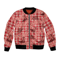 Red Palaka Hawaii Cowboy Bomber Jacket Puakenikeni Lei Paniolo Papale Seamless Vibes - Polynesian Pride