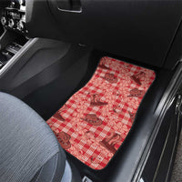 Red Palaka Hawaii Cowboy Car Mats Puakenikeni Lei Paniolo Papale Seamless Vibes - Polynesian Pride