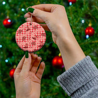 Red Palaka Hawaii Cowboy Ceramic Ornament Puakenikeni Lei Paniolo Papale Seamless Vibes LT14 - Polynesian Pride