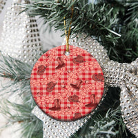 Red Palaka Hawaii Cowboy Ceramic Ornament Puakenikeni Lei Paniolo Papale Seamless Vibes LT14 - Polynesian Pride