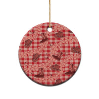 Red Palaka Hawaii Cowboy Ceramic Ornament Puakenikeni Lei Paniolo Papale Seamless Vibes LT14 - Polynesian Pride