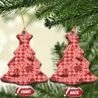 Red Palaka Hawaii Cowboy Ceramic Ornament Puakenikeni Lei Paniolo Papale Seamless Vibes LT14 Christmas Tree Red - Polynesian Pride