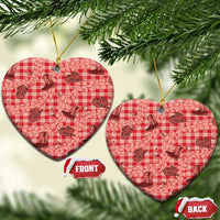 Red Palaka Hawaii Cowboy Ceramic Ornament Puakenikeni Lei Paniolo Papale Seamless Vibes LT14 Heart Red - Polynesian Pride