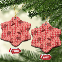 Red Palaka Hawaii Cowboy Ceramic Ornament Puakenikeni Lei Paniolo Papale Seamless Vibes LT14 Snow Flake Red - Polynesian Pride