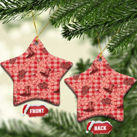Red Palaka Hawaii Cowboy Ceramic Ornament Puakenikeni Lei Paniolo Papale Seamless Vibes LT14 Star Red - Polynesian Pride
