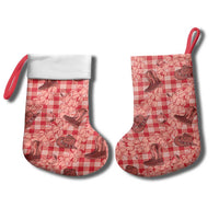Red Palaka Hawaii Cowboy Christmas Stocking Puakenikeni Lei Paniolo Papale Seamless Vibes - Polynesian Pride