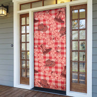 Red Palaka Hawaii Cowboy Door Cover Puakenikeni Lei Paniolo Papale Seamless Vibes LT14 - Polynesian Pride