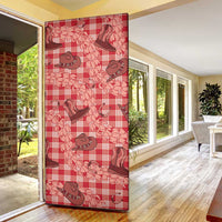 Red Palaka Hawaii Cowboy Door Cover Puakenikeni Lei Paniolo Papale Seamless Vibes LT14 - Polynesian Pride