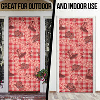 Red Palaka Hawaii Cowboy Door Cover Puakenikeni Lei Paniolo Papale Seamless Vibes LT14 - Polynesian Pride