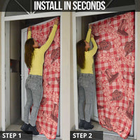 Red Palaka Hawaii Cowboy Door Cover Puakenikeni Lei Paniolo Papale Seamless Vibes LT14 - Polynesian Pride