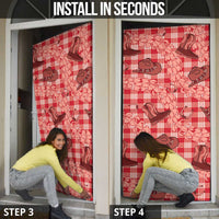 Red Palaka Hawaii Cowboy Door Cover Puakenikeni Lei Paniolo Papale Seamless Vibes LT14 - Polynesian Pride