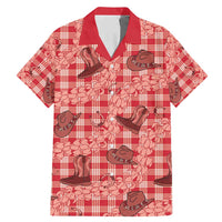 Red Palaka Hawaii Cowboy Family Matching Mermaid Dress and Hawaiian Shirt Puakenikeni Lei Paniolo Papale Seamless Vibes - Polynesian Pride