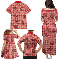 Red Palaka Hawaii Cowboy Family Matching Puletasi and Hawaiian Shirt Puakenikeni Lei Paniolo Papale Seamless Vibes - Polynesian Pride