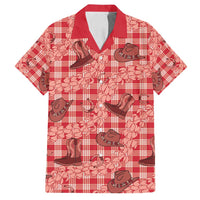 Red Palaka Hawaii Cowboy Family Matching Puletasi and Hawaiian Shirt Puakenikeni Lei Paniolo Papale Seamless Vibes - Polynesian Pride