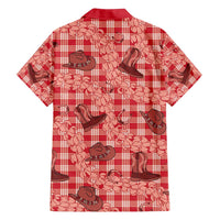 Red Palaka Hawaii Cowboy Family Matching Summer Maxi Dress and Hawaiian Shirt Puakenikeni Lei Paniolo Papale Seamless Vibes - Polynesian Pride
