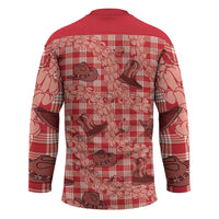 Red Palaka Hawaii Cowboy Hockey Jersey Puakenikeni Lei Paniolo Papale Seamless Vibes LT14 - Polynesian Pride