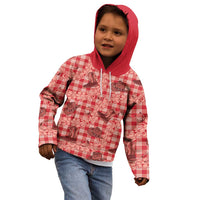 Red Palaka Hawaii Cowboy Kid Hoodie Puakenikeni Lei Paniolo Papale Seamless Vibes - Polynesian Pride