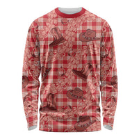 Red Palaka Hawaii Cowboy Long Sleeve Shirt Puakenikeni Lei Paniolo Papale Seamless Vibes - Polynesian Pride