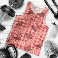 Red Palaka Hawaii Cowboy Men Tank Top Puakenikeni Lei Paniolo Papale Seamless Vibes - Polynesian Pride