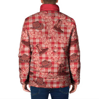 Red Palaka Hawaii Cowboy Padded Jacket Puakenikeni Lei Paniolo Papale Seamless Vibes - Polynesian Pride