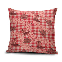 Red Palaka Hawaii Cowboy Pillow Cover Puakenikeni Lei Paniolo Papale Seamless Vibes LT14 Red - Polynesian Pride