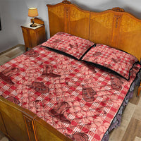 Red Palaka Hawaii Cowboy Quilt Bed Set Puakenikeni Lei Paniolo Papale Seamless Vibes - Polynesian Pride