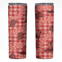 Red Palaka Hawaii Cowboy Skinny Tumbler Puakenikeni Lei Paniolo Papale Seamless Vibes LT14 Red - Polynesian Pride