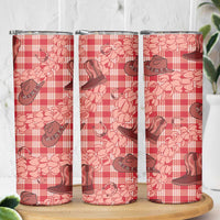 Red Palaka Hawaii Cowboy Skinny Tumbler Puakenikeni Lei Paniolo Papale Seamless Vibes LT14 - Polynesian Pride