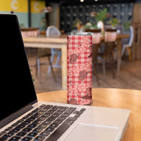 Red Palaka Hawaii Cowboy Skinny Tumbler Puakenikeni Lei Paniolo Papale Seamless Vibes LT14 - Polynesian Pride