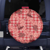 Red Palaka Hawaii Cowboy Spare Tire Cover Puakenikeni Lei Paniolo Papale Seamless Vibes - Polynesian Pride