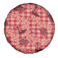 Red Palaka Hawaii Cowboy Spare Tire Cover Puakenikeni Lei Paniolo Papale Seamless Vibes - Polynesian Pride