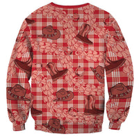 Red Palaka Hawaii Cowboy Sweatshirt Puakenikeni Lei Paniolo Papale Seamless Vibes - Polynesian Pride