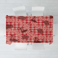 Red Palaka Hawaii Cowboy Tablecloth Puakenikeni Lei Paniolo Papale Seamless Vibes - Polynesian Pride