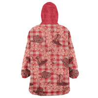 Red Palaka Hawaii Cowboy Wearable Blanket Hoodie Puakenikeni Lei Paniolo Papale Seamless Vibes - Polynesian Pride
