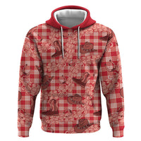 Red Palaka Hawaii Cowboy Zip Hoodie Puakenikeni Lei Paniolo Papale Seamless Vibes - Polynesian Pride