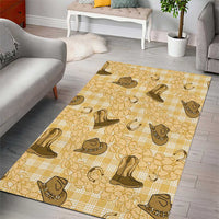 Yellow Palaka Hawaii Cowboy Area Rug Puakenikeni Lei Paniolo Papale Seamless Vibes - Polynesian Pride