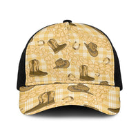 Yellow Palaka Hawaii Cowboy Baseball Net Cap Puakenikeni Lei Paniolo Papale Seamless Vibes LT14 One Size Black Yellow - Polynesian Pride