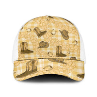 Yellow Palaka Hawaii Cowboy Baseball Net Cap Puakenikeni Lei Paniolo Papale Seamless Vibes - Polynesian Pride
