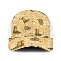 Yellow Palaka Hawaii Cowboy Baseball Net Cap Puakenikeni Lei Paniolo Papale Seamless Vibes LT14 One Size White Yellow - Polynesian Pride