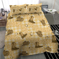 Yellow Palaka Hawaii Cowboy Bedding Set Puakenikeni Lei Paniolo Papale Seamless Vibes - Polynesian Pride