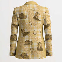 Yellow Palaka Hawaii Cowboy Blazer Puakenikeni Lei Paniolo Papale Seamless Vibes - Polynesian Pride