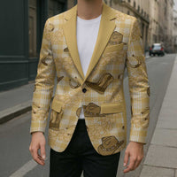 Yellow Palaka Hawaii Cowboy Blazer Puakenikeni Lei Paniolo Papale Seamless Vibes - Polynesian Pride